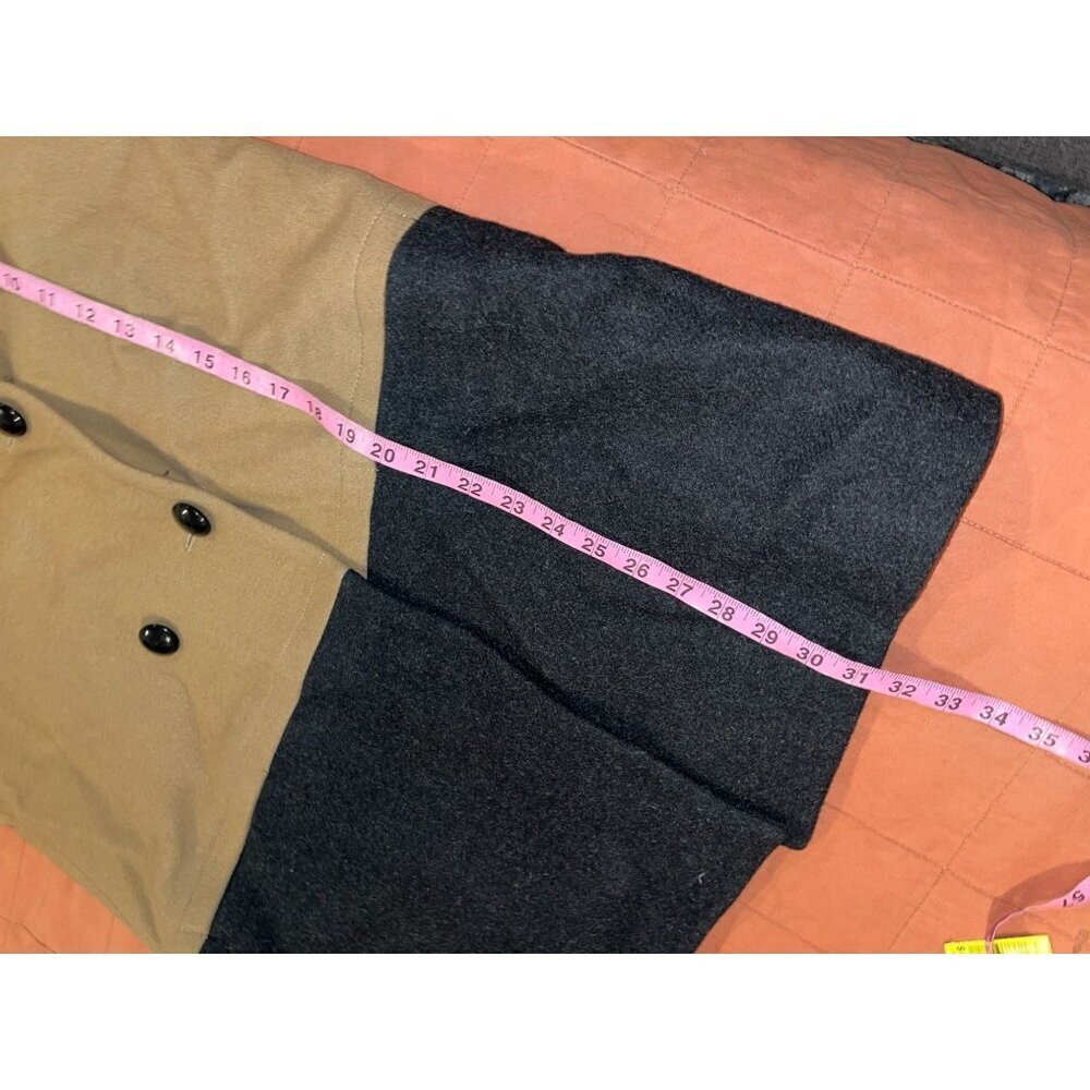 COACH Wool Angora two tones Coat Black Beige logo buttons sz Medium - Picture 8 of 9